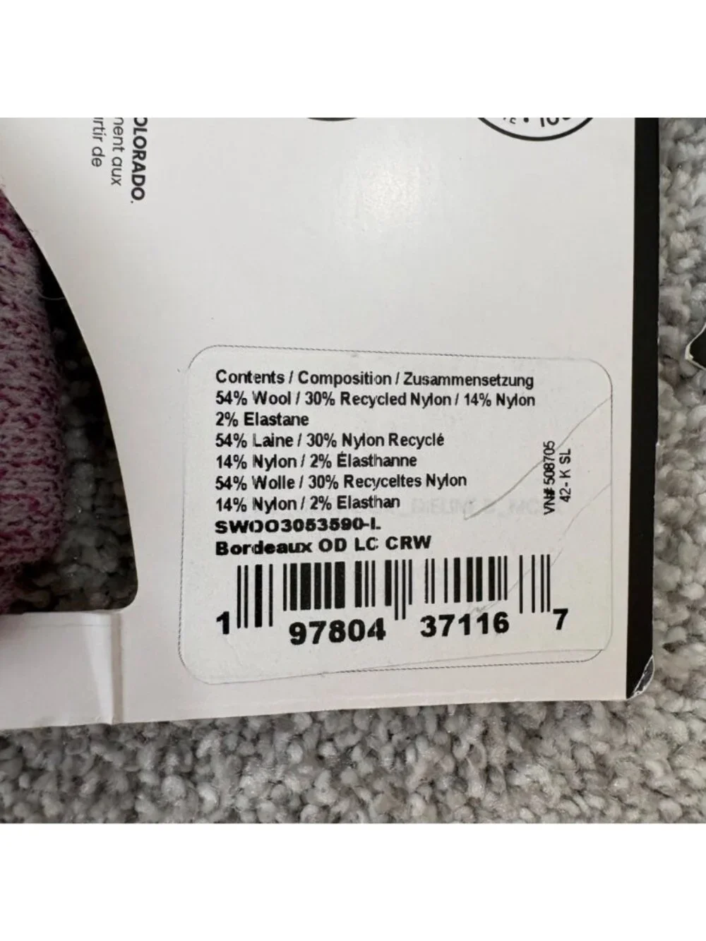 Smartwool Crew Socks Merino Wool Large Unisex Light Cushion Multicolored purple